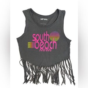 Surf Style South Beach Miami Pink Neon Frayed Top Size L